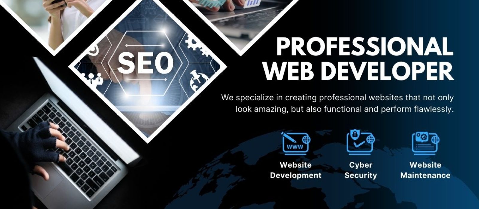 Blue and White Modern Website Development Service Facebook Ad
